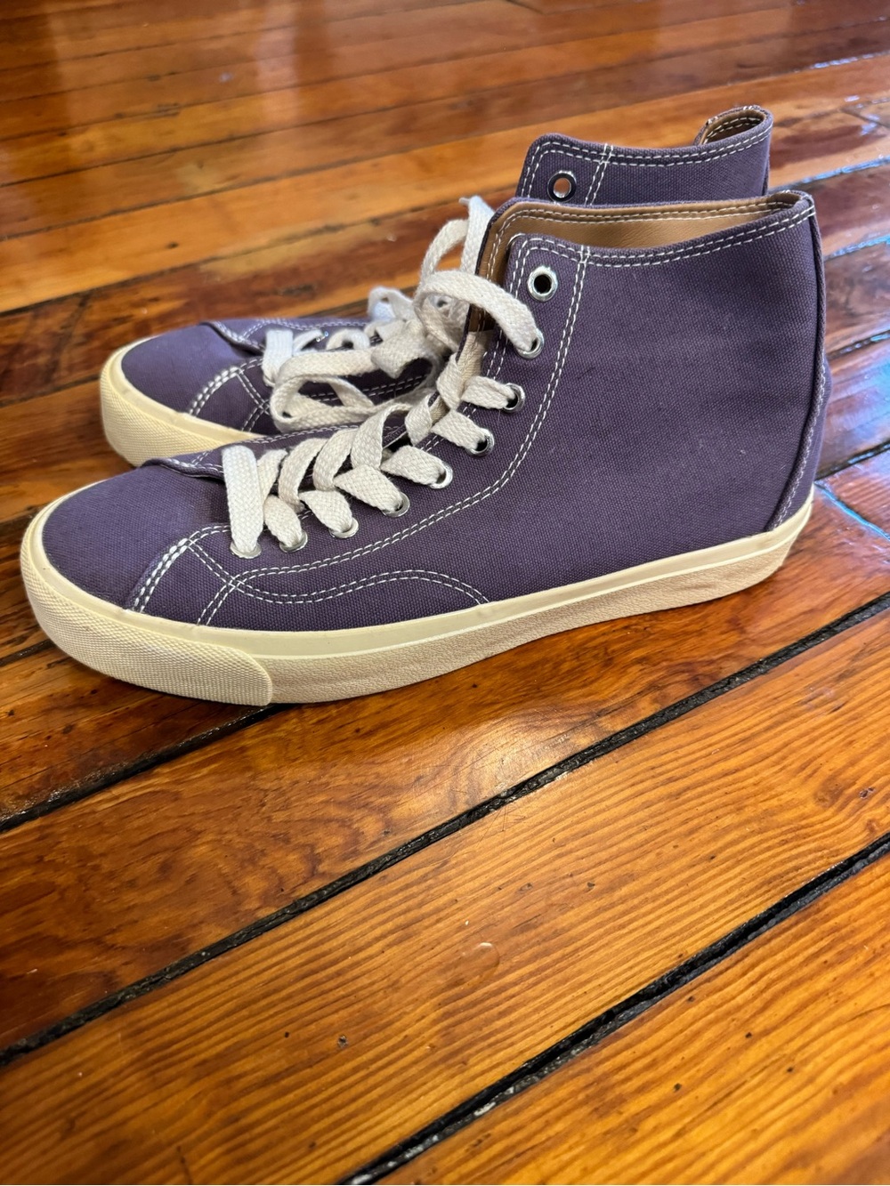 Last Resort AB Purple Canvas High-Tops with Cream Laces